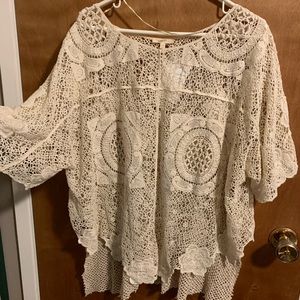 Anthropology laced shirt  one size cream color